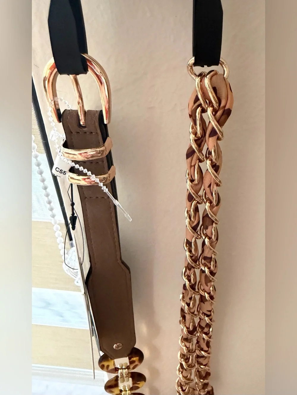 Forever 21 Leopard Print Scarf and Tortoiseshell Accent Duo Belt Set Size L/XL